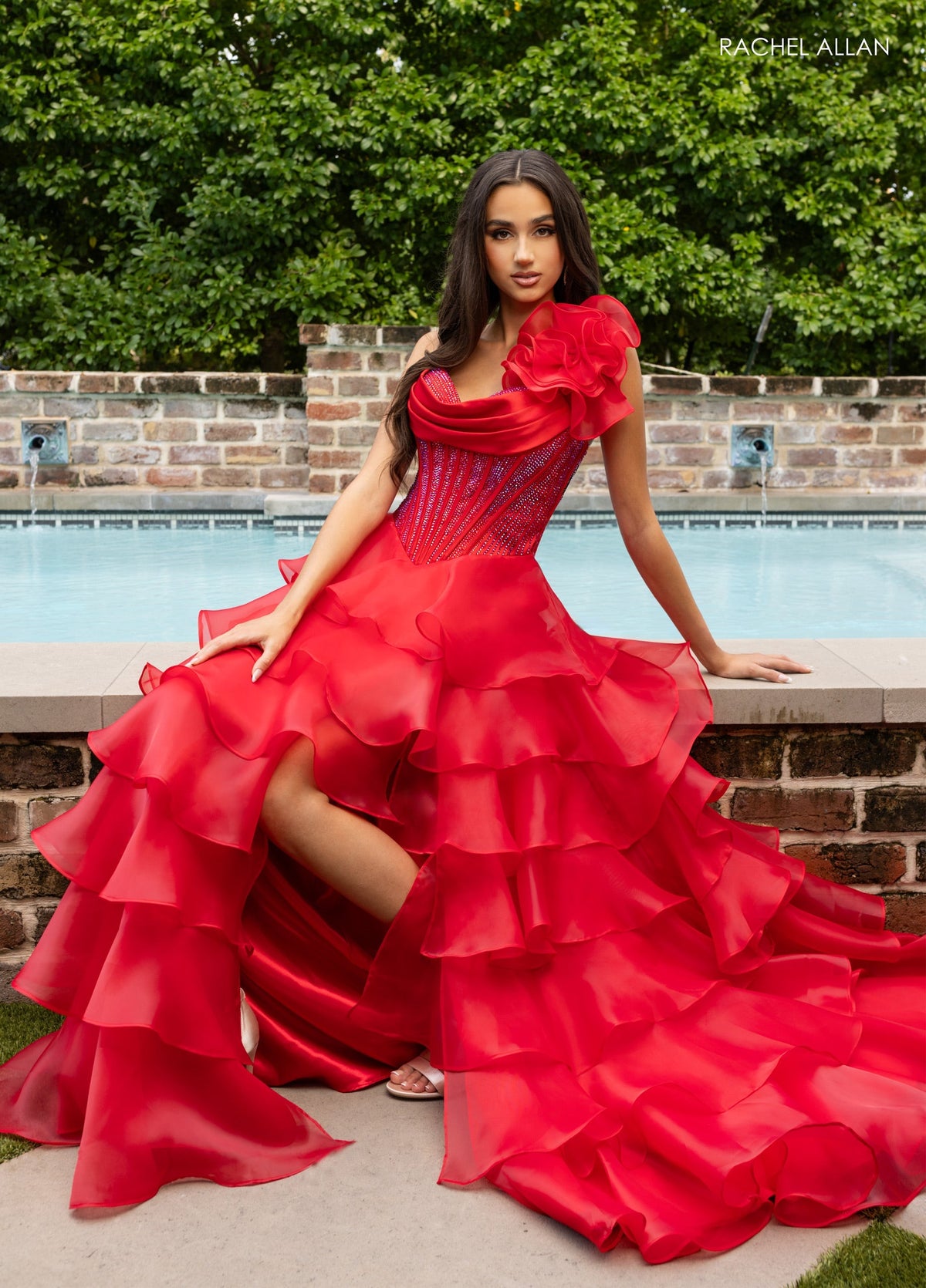Ruffled High Low Gown by Rachel Allan 71049