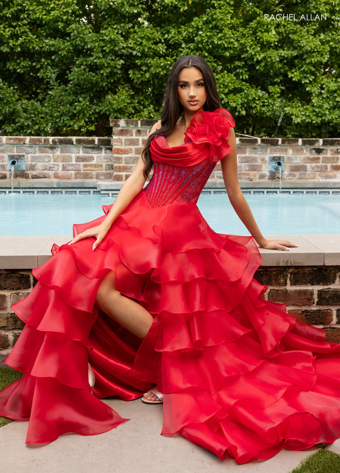 Ruffled High Low Gown by Rachel Allan 71049