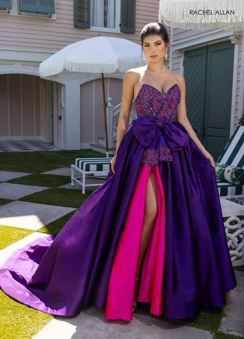 Strapless A-line Slit Gown by Rachel Allan 71068