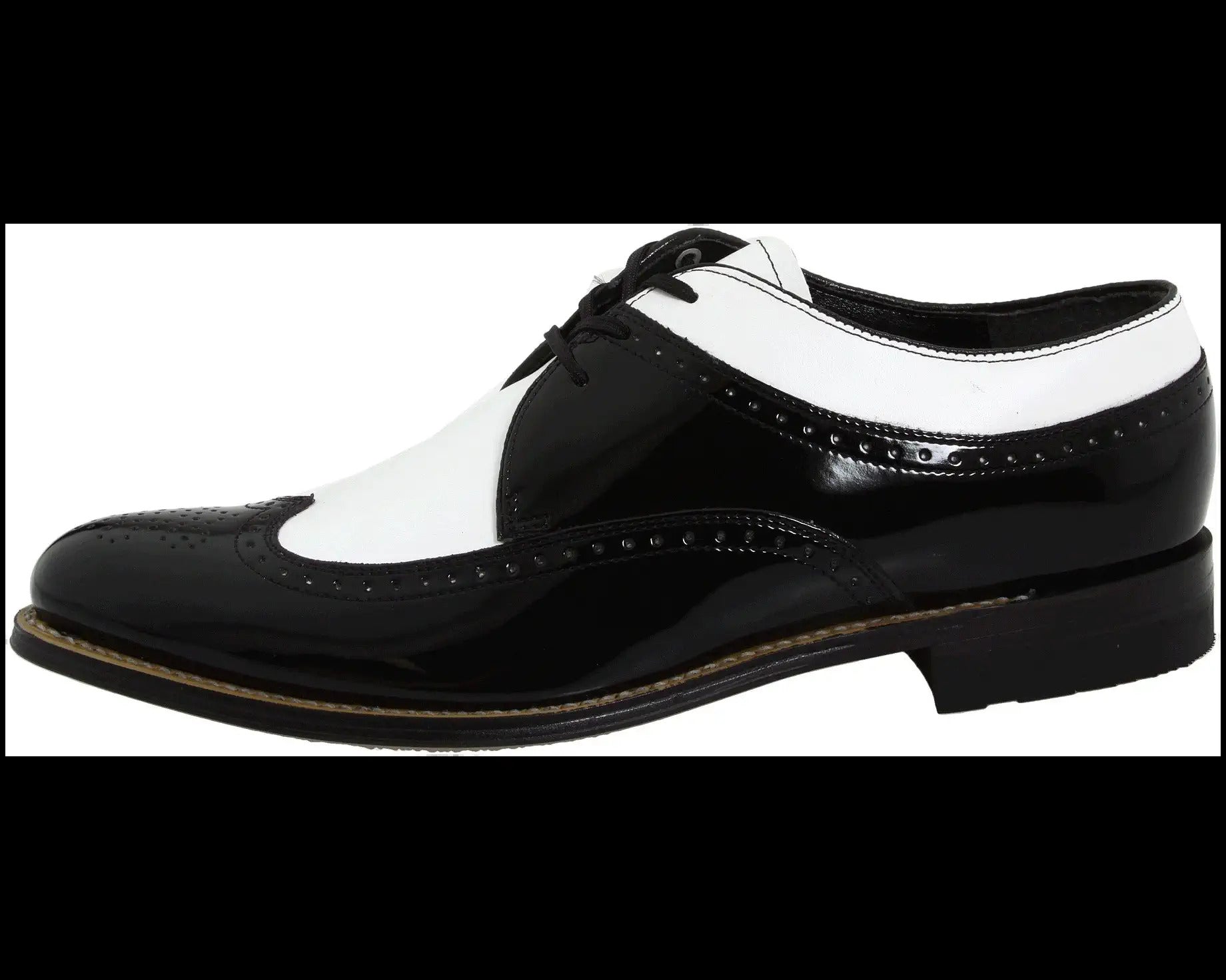 Mens 1920s Gangster Wingtip Dress Shoes - Black and White