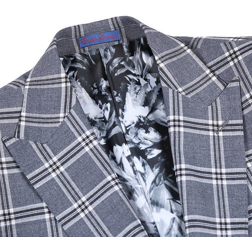 English Laundry Slim Fit Dimgray with White Check Suit