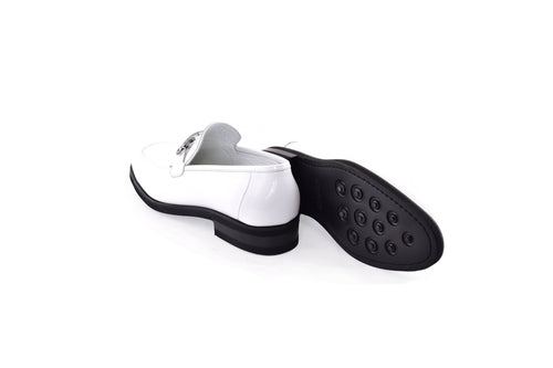 C0001209-7249 loafer with silver buckle-White