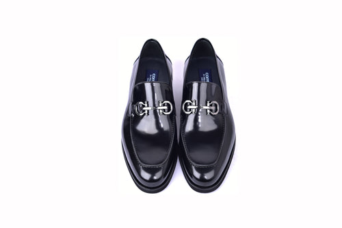 C0001204-7249 loafer with silver buckle-Black