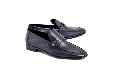 C0001116-7256 Side buckle loafer- Navy