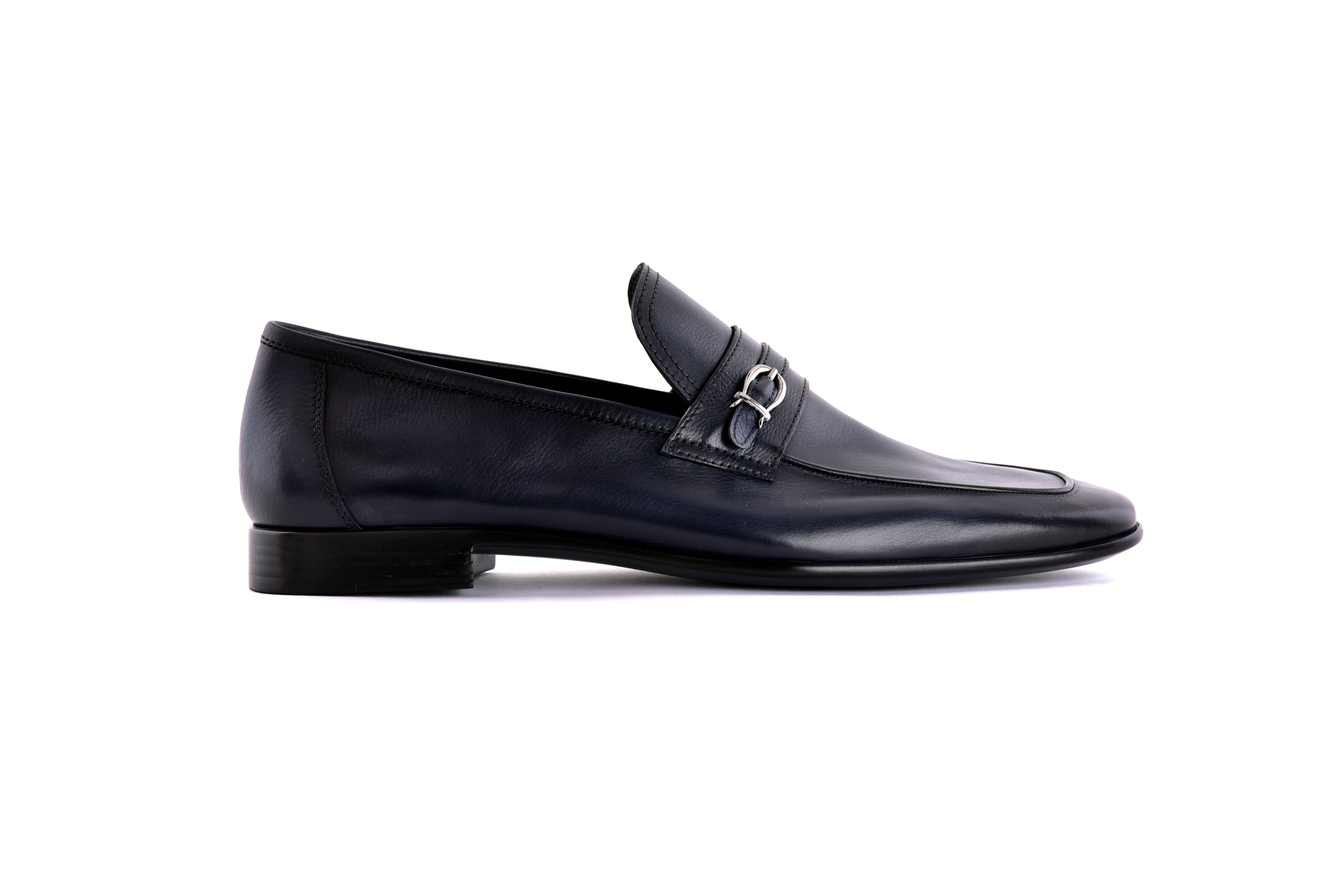 C0001116-7256 Side buckle loafer- Navy