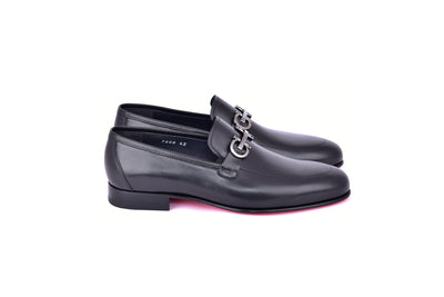 C0001201-7260 loafer with silver buckle-Black