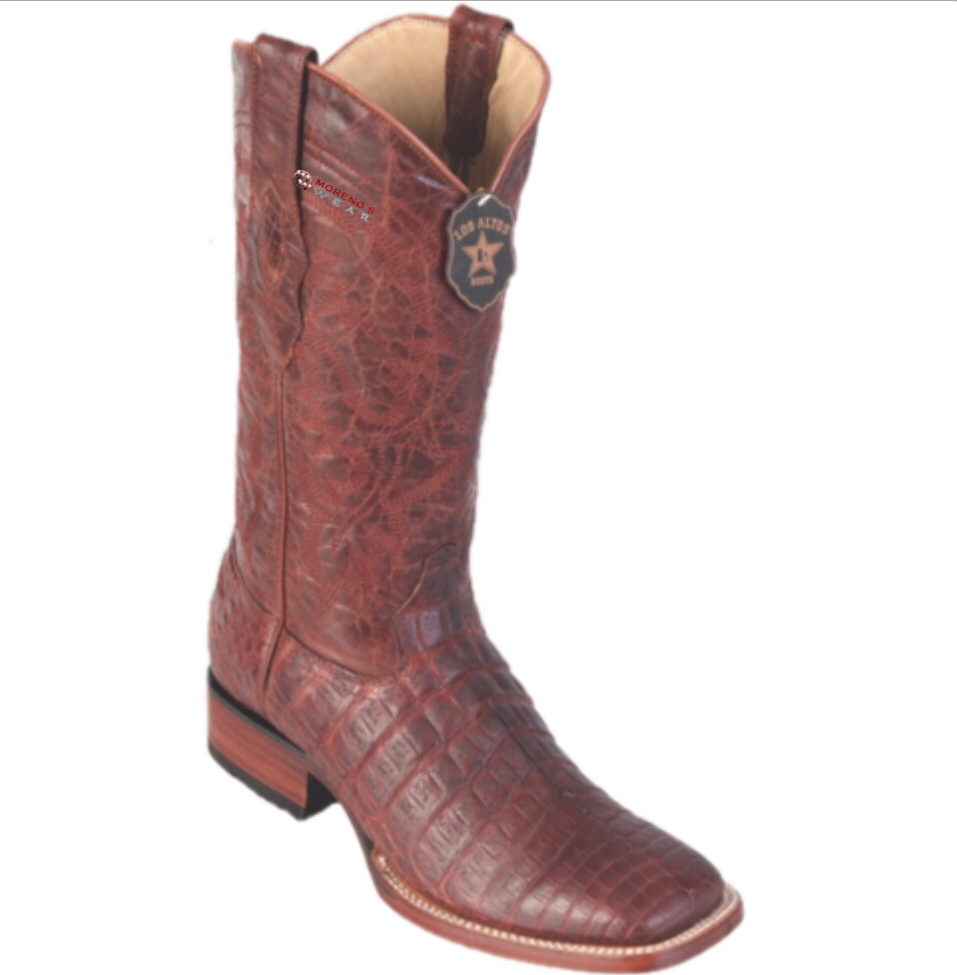 Men's Los Altos Greasy Caiman Belly Boots Wide Square Toe