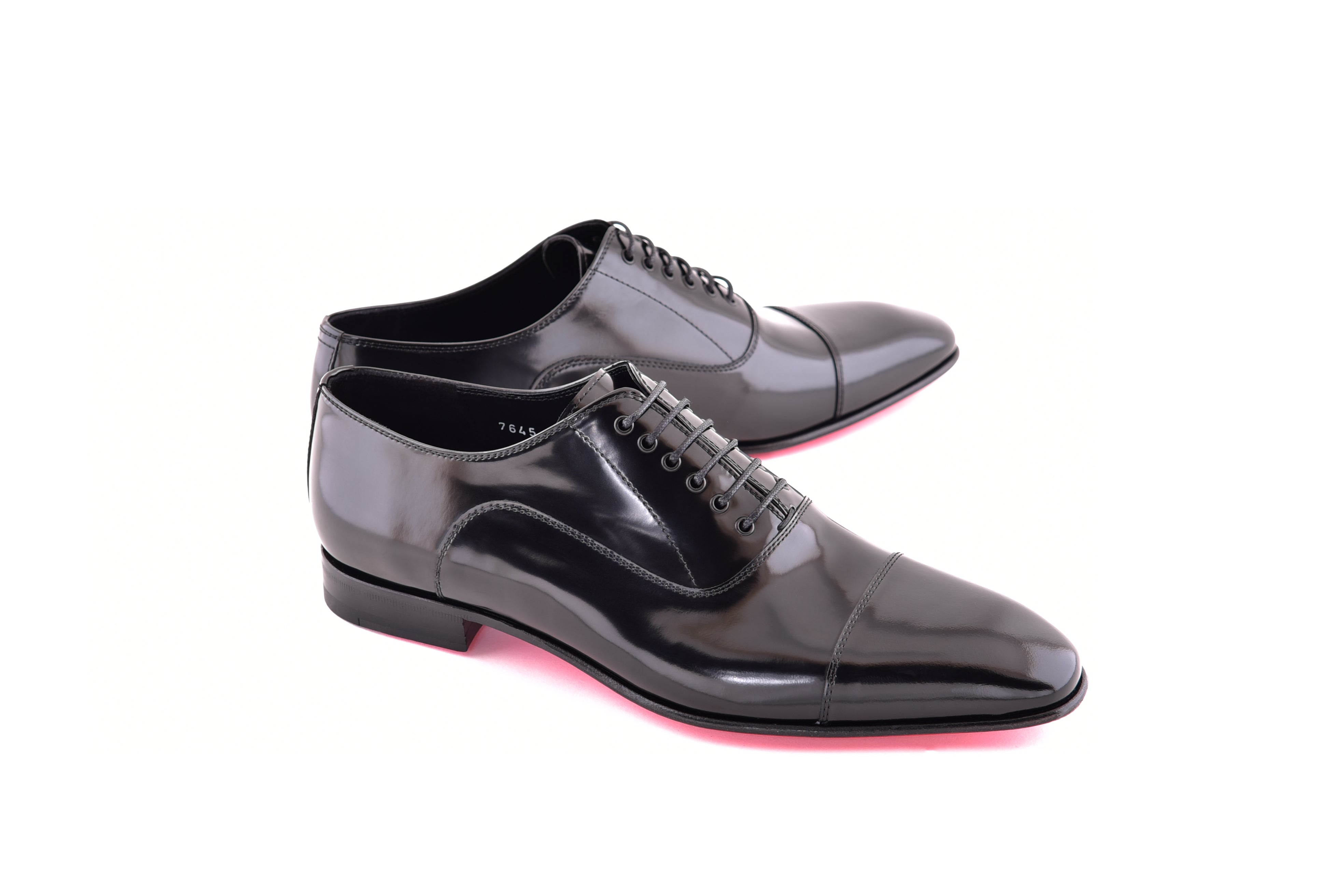 C0001100-7645 Cap toe lace up-Black Luxe leather