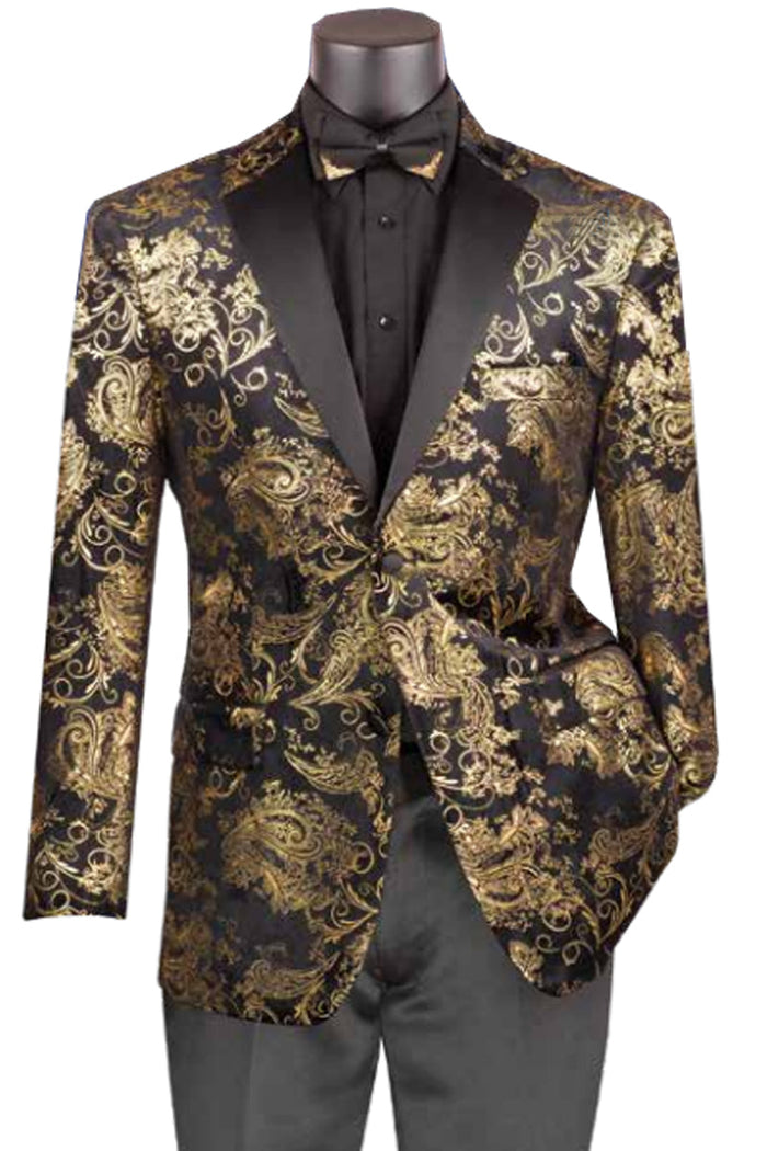 Red Paisley Velvet Foil Tux Smoking Jacket by Vinci