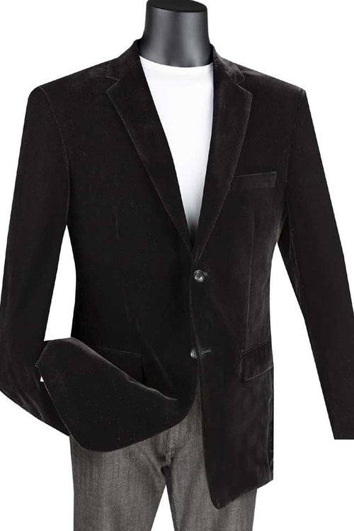 Men's Velvet Black Blazer by Vinci Suits