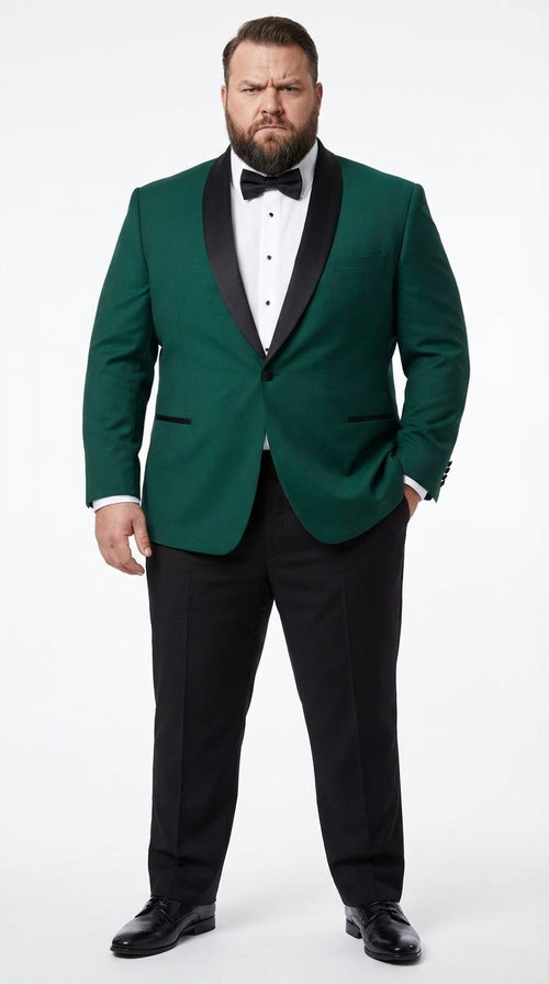 Men’s Emerald Green Tuxedo Jacket with Black Satin Shawl Lapel | Prom Dinner Blazer