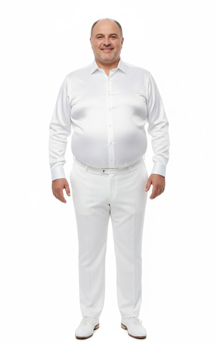 Men’s White Satin Dress Shirt - Classic Long Sleeve Formal Shirt for Weddings, Parties, and Business Wear by USA Men's Outlet