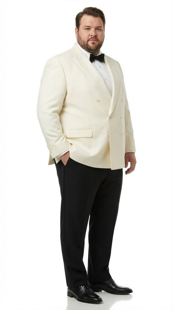 Men’s Ivory Double-Breasted Shawl Lapel Tuxedo Jacket - Premium Formal Dinner Jacket for Weddings and Black-Tie Events by USA Men's Outlet