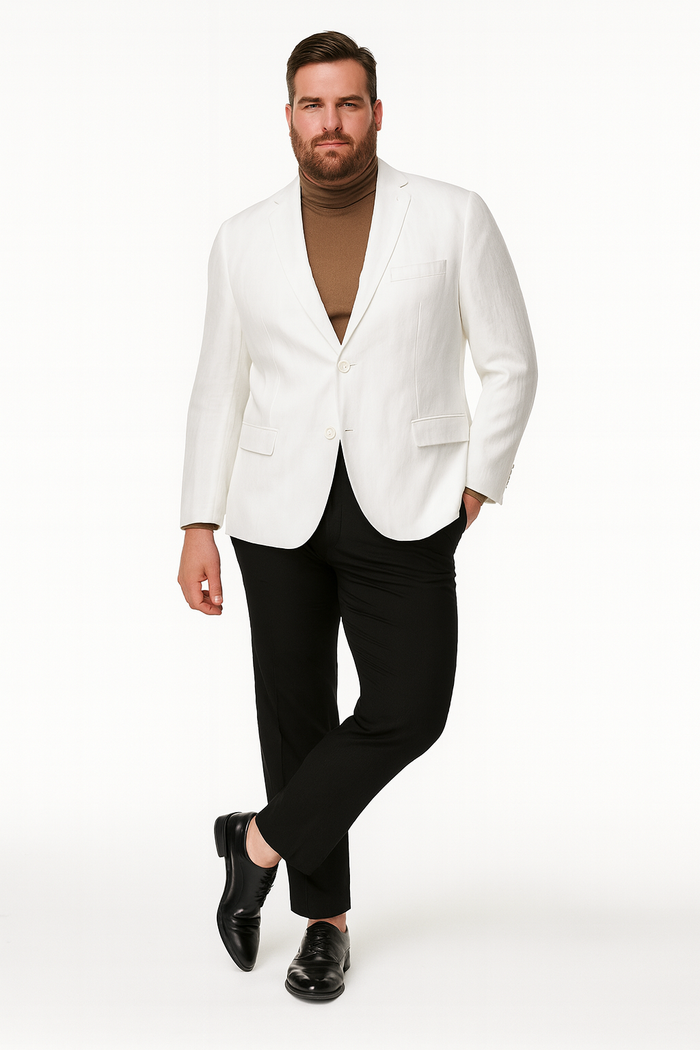 Men’s White Linen Blazer - Classic Two-Button Lightweight Sport Coat by USA Men's Outlet