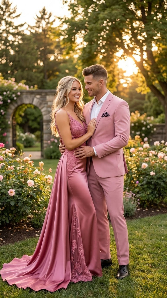 Vitali Brand Modern Fit Men’s Light Pink Formal Suit - Blush Color USA Men's Outlet