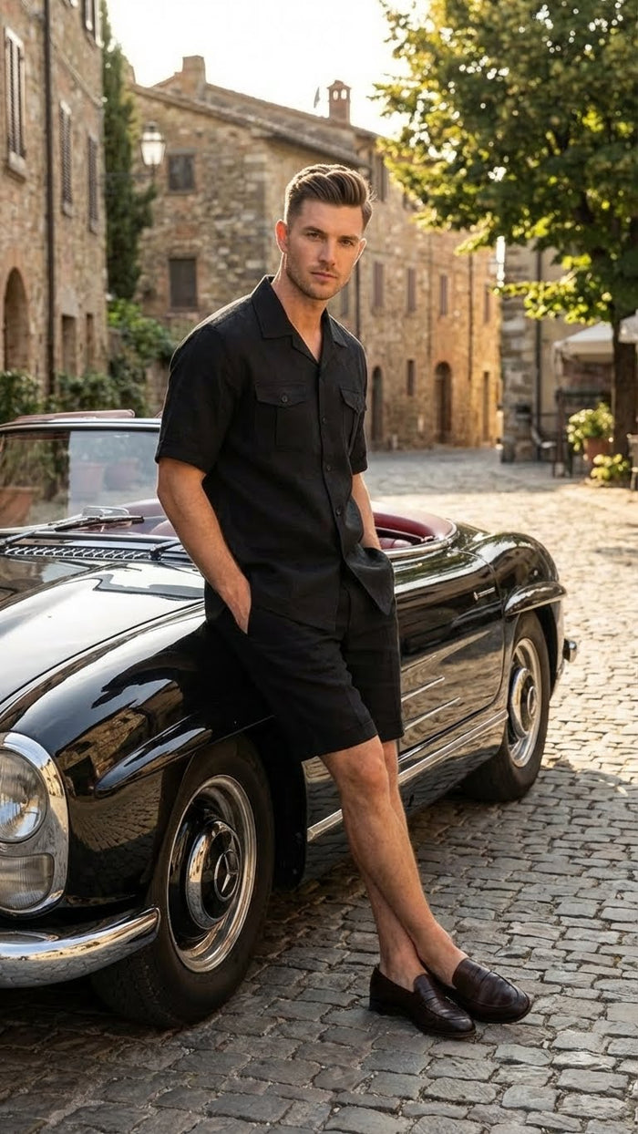 Men’s Black Walking Suit with Short - Classic Leisure and Casual Outfit USA Men's Outlet