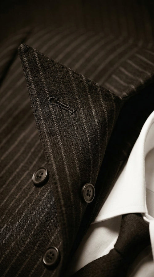 Men’s Black Pinstripe Blazer with White Pants 1920s Gangster Mob Boss Style Suit – Double Breasted Vintage Formal Jacket, Classic Party Costume Wear