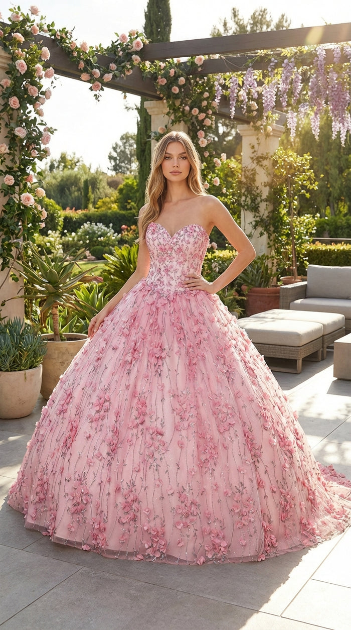 Layla K LK190 3D Floral Strapless Corset Quinceanera Ball Gown