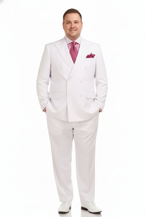 Men’s White Double-Breasted 3-Piece Suit Set - Premium Tailored Fit Formal Wedding and Evening Suit by USA Men's Outlet