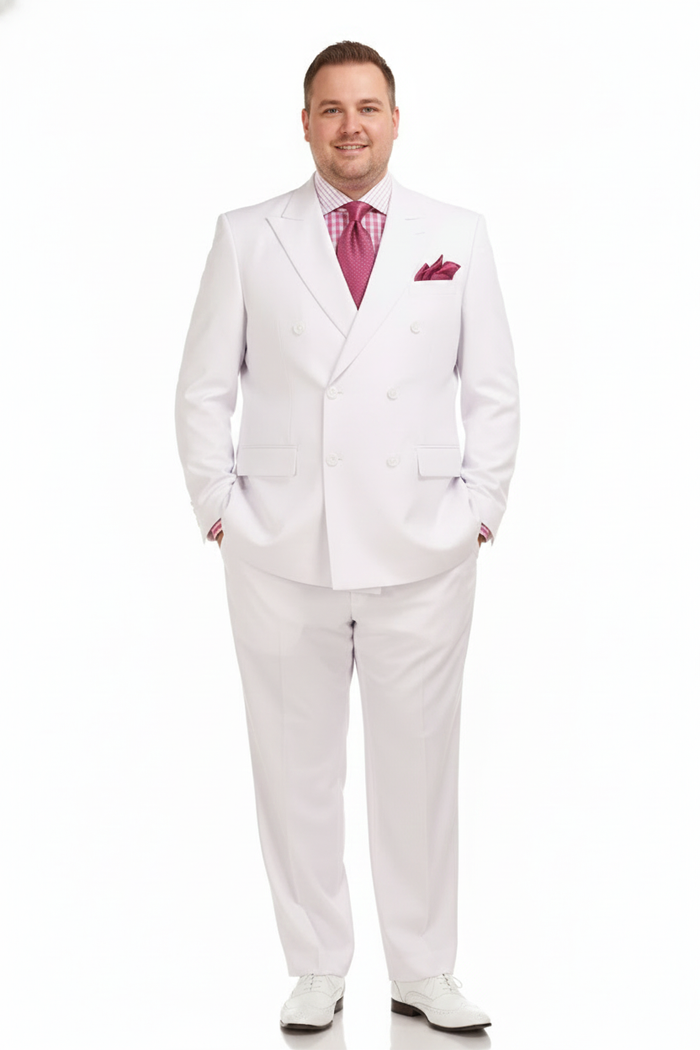 Men’s White Double-Breasted 3-Piece Suit Set - Premium Tailored Fit Formal Wedding and Evening Suit by USA Men's Outlet