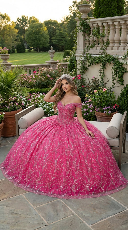Layla K LK183 Off Shoulder Corset Quinceanera Glitter Ball Gown
