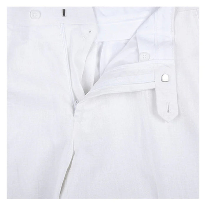 Mens Basic Two Button Classic Fit Linen Summer Suit in White