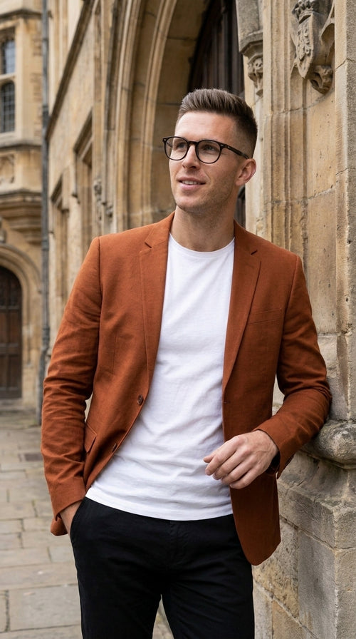 Men’s Dark Burnt Orange 2-Button Blazer – Modern Sport Coat for Wedding, Business and Casual Wear