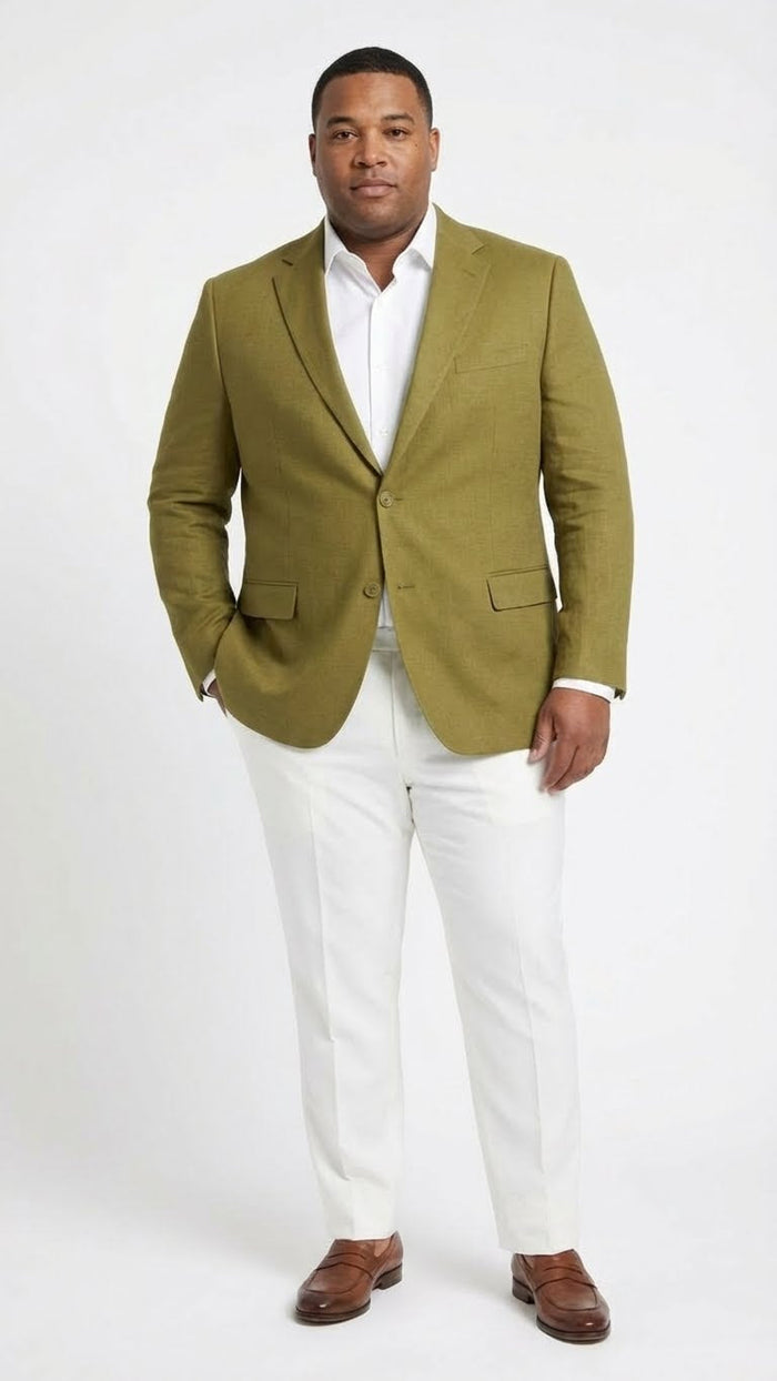 Men’s Olive Green Blazer Sport Coat - Fabric Summer in pistachio sage green USA Men's Outlet