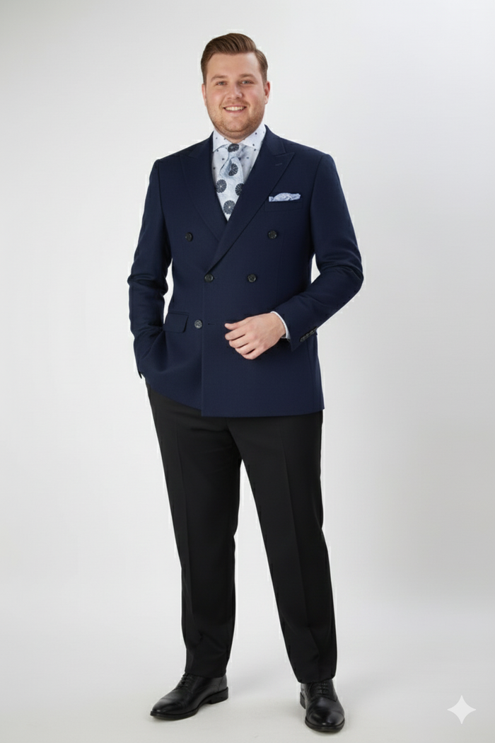 Men’s Navy Blue Double-Breasted Blazer - Suit Jacket - Premium Tailored Fit Formal Wedding and Business Sport Coat by USA Men's Outlet