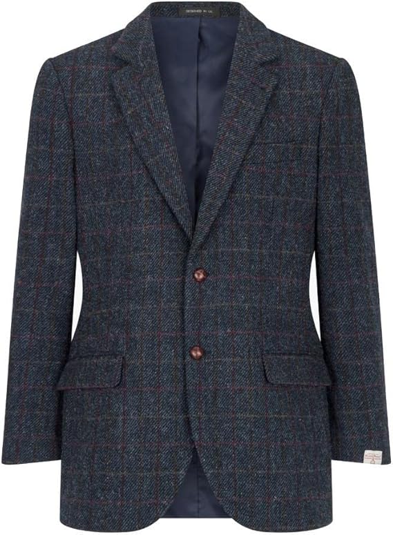 Walker and Hawkes Harris Tweed Blakemore Blazer for Men - Hand-Woven Wool Tweed Jacket with Polyester Lining, Regular Fit USA Men's Outlet
