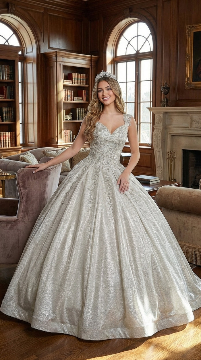 Quinceanera Dress Ball Gown Off The Shoulder Glitter & Plus Size LK178