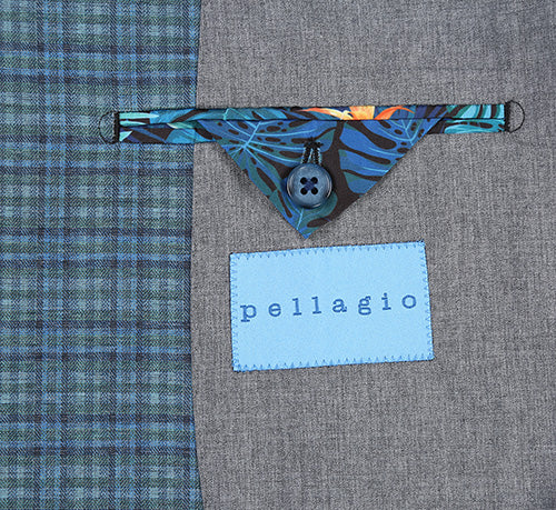 Half Canvas Slim Fit Blazer in Green Blue Check by Pellagio