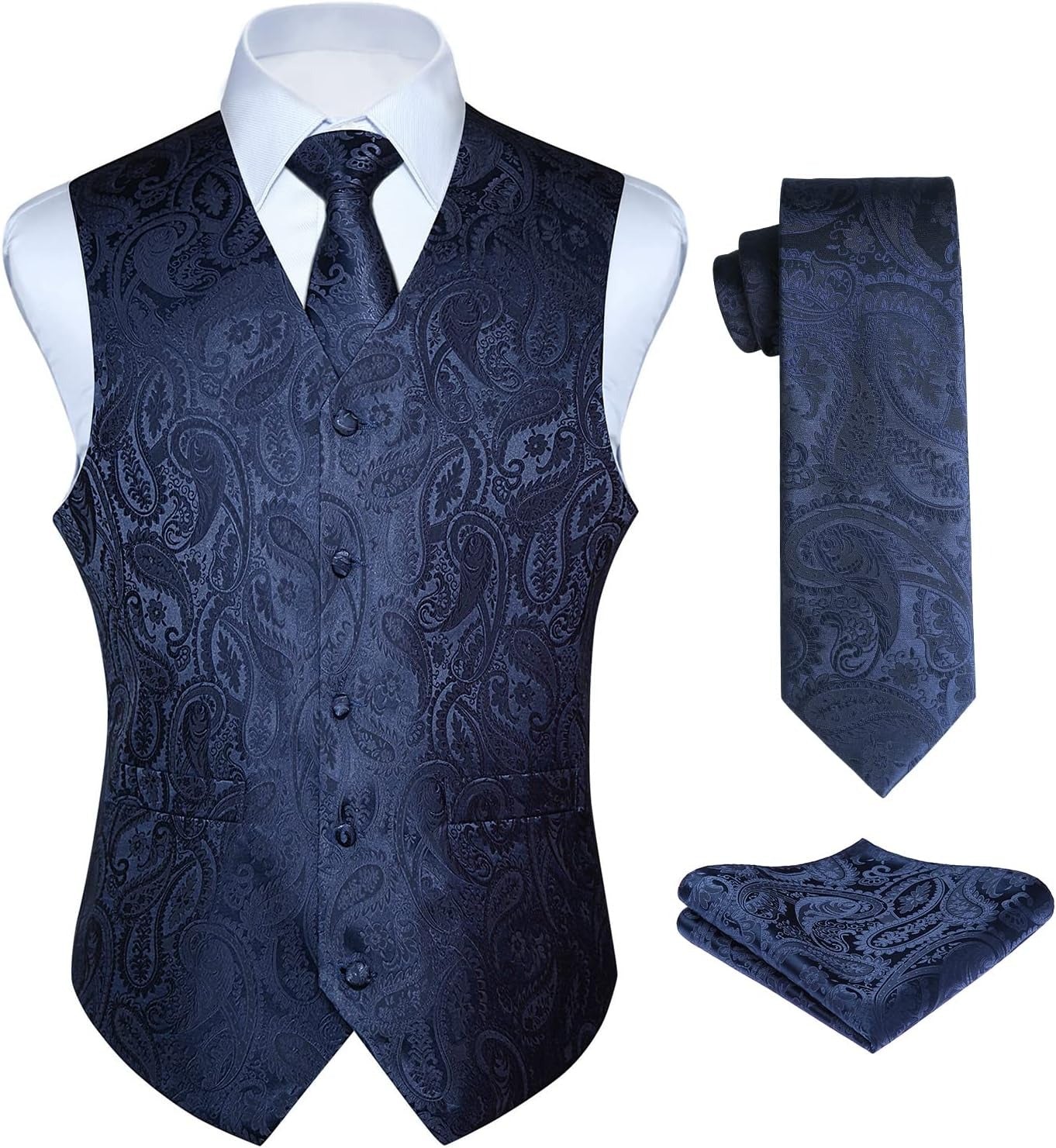 Men's Paisley Vest Tie Set for Wedding Tuxedo Suit Nigeria | Tuxedo vest and tie sets – SuitUSA