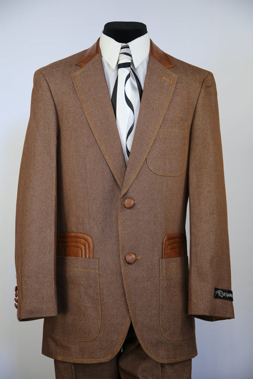 Denim Suit - Denim Blazer - Jean Fabric Rust Suit -    Patch Pocket