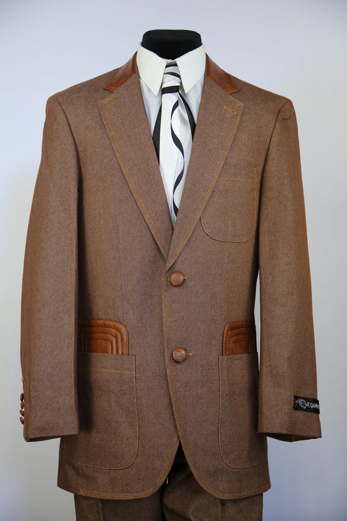 Denim Suit - Denim Blazer - Jean Fabric Rust Suit -    Patch Pocket