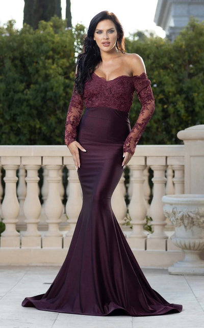 Jessica Angel JA830 Off-Shoulder Illusion Mermaid Godet Train Jersey Dress