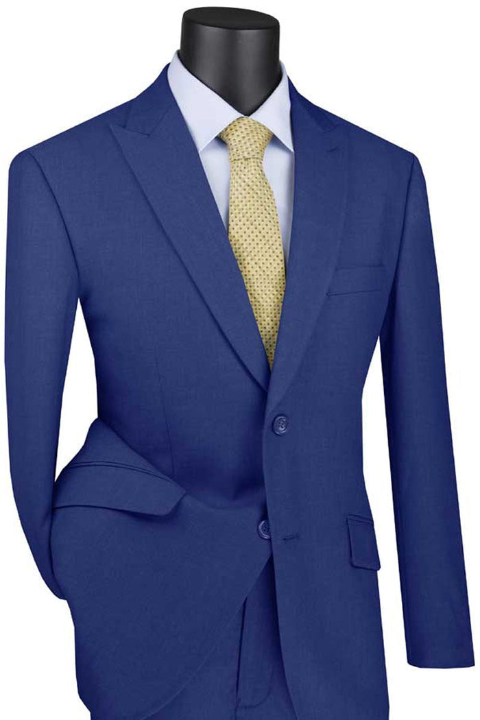 Mens 2 Button Modern Fit Peak Lapel Suit in Burgundy by Vinci