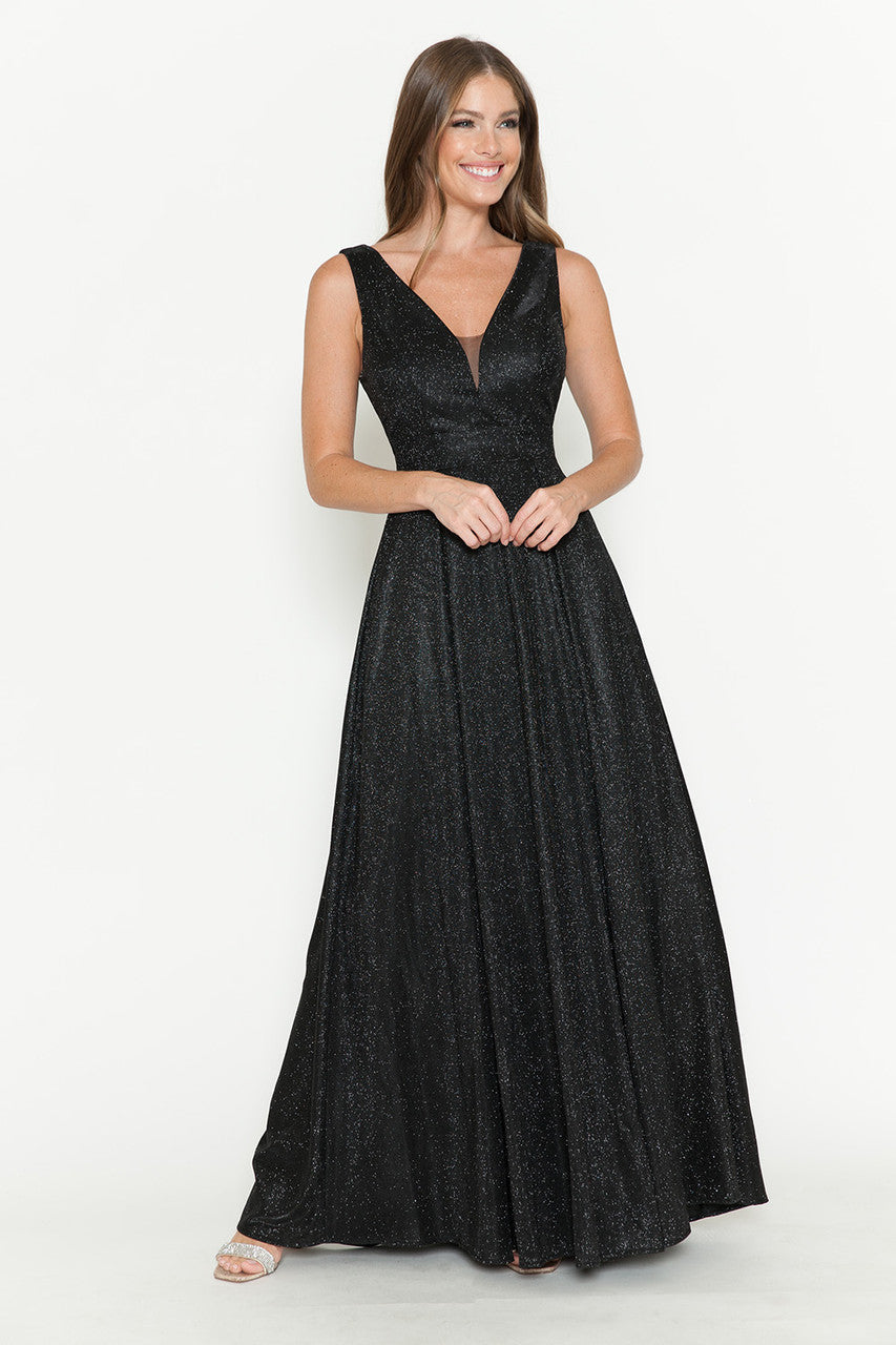 Lenovia 5256 Metallic Glitter Stretch Knit Sleeveless A-line Dress