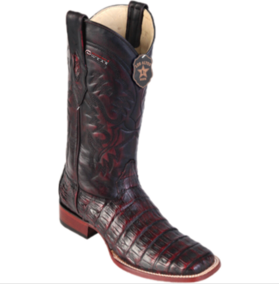Men's Los Altos Glossy Caiman Belly Boots Wide Square Toe