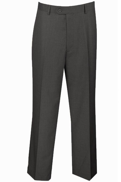 Grey Wool Feel Men's Regular Fit Flat Front Dress Pants by Vinci