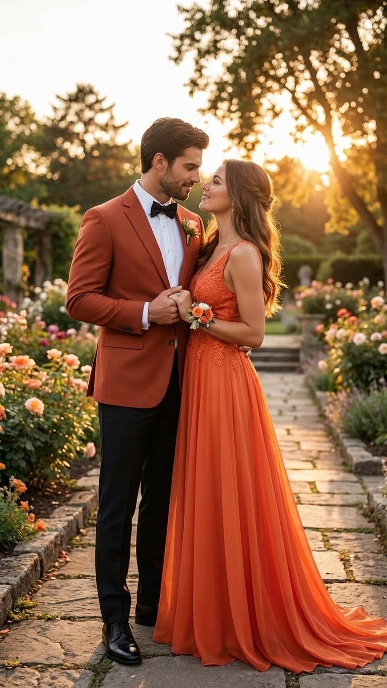 Men’s Brick Copper Rust Color Blazer - Slim Fit Formal and Party Wear Jacket in Burnt Orange Sport Coat USA Men's Outlet