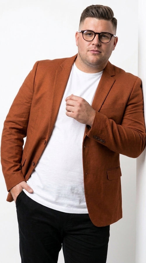 Men’s Dark Burnt Orange 2-Button Blazer – Modern Sport Coat for Wedding, Business and Casual Wear