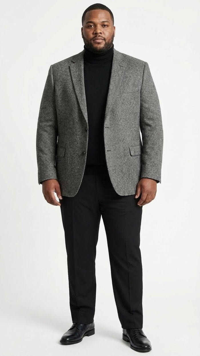 Men’s Grey Tweed Herringbone Sport Coat - Gray Mens Blazer Suit Jacket by USA Men's Outlet