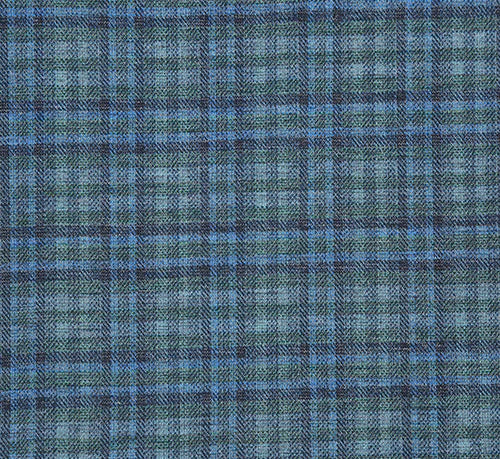 Half Canvas Slim Fit Blazer in Green Blue Check by Pellagio