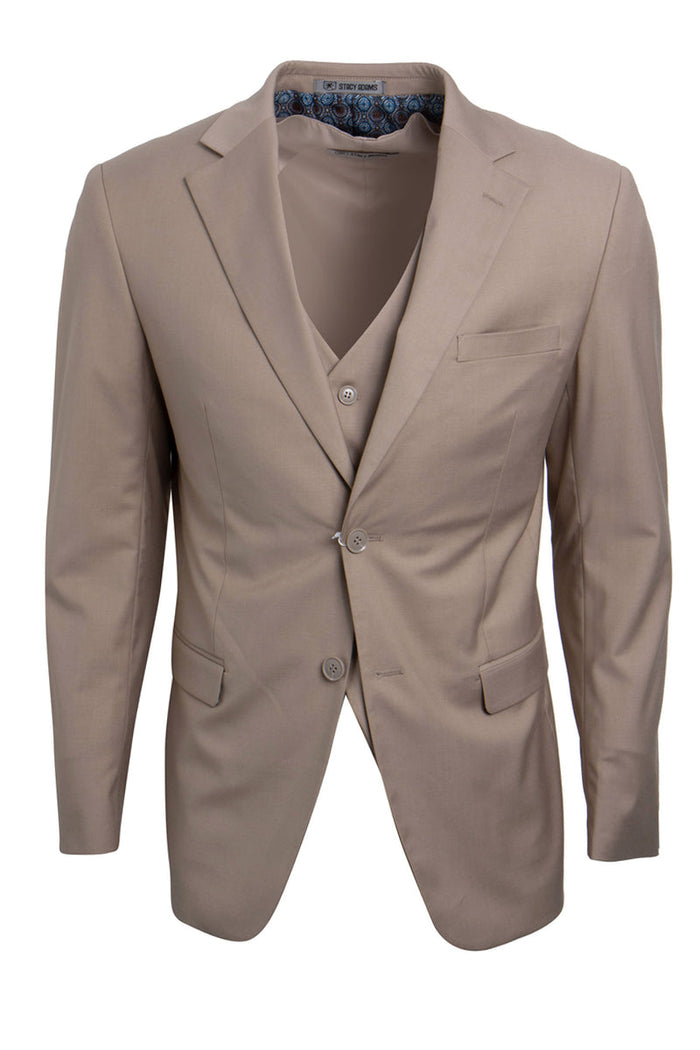 Men's Modern Tan Two-Button Notch Lapel Stacy Adams Suit
