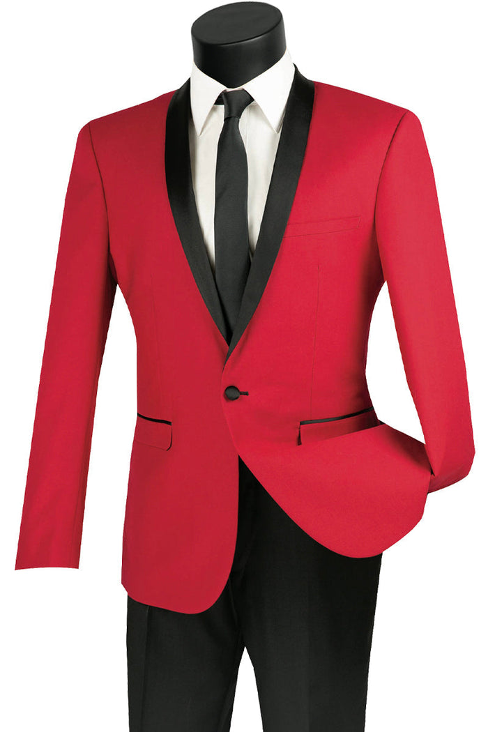 Mens Slim Fit One Button Shawl Tuxedo in Heather Grey by Vinci