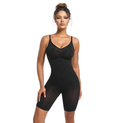 Slim Mid-Thigh Seamless Shapewear Bodysuit – Black or Nude