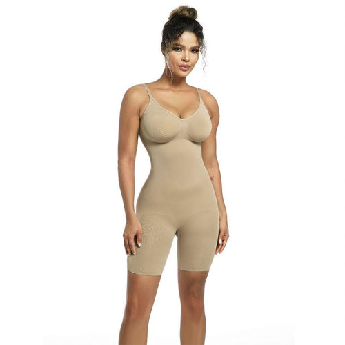 Slim Mid-Thigh Seamless Shapewear Bodysuit – Black or Nude
