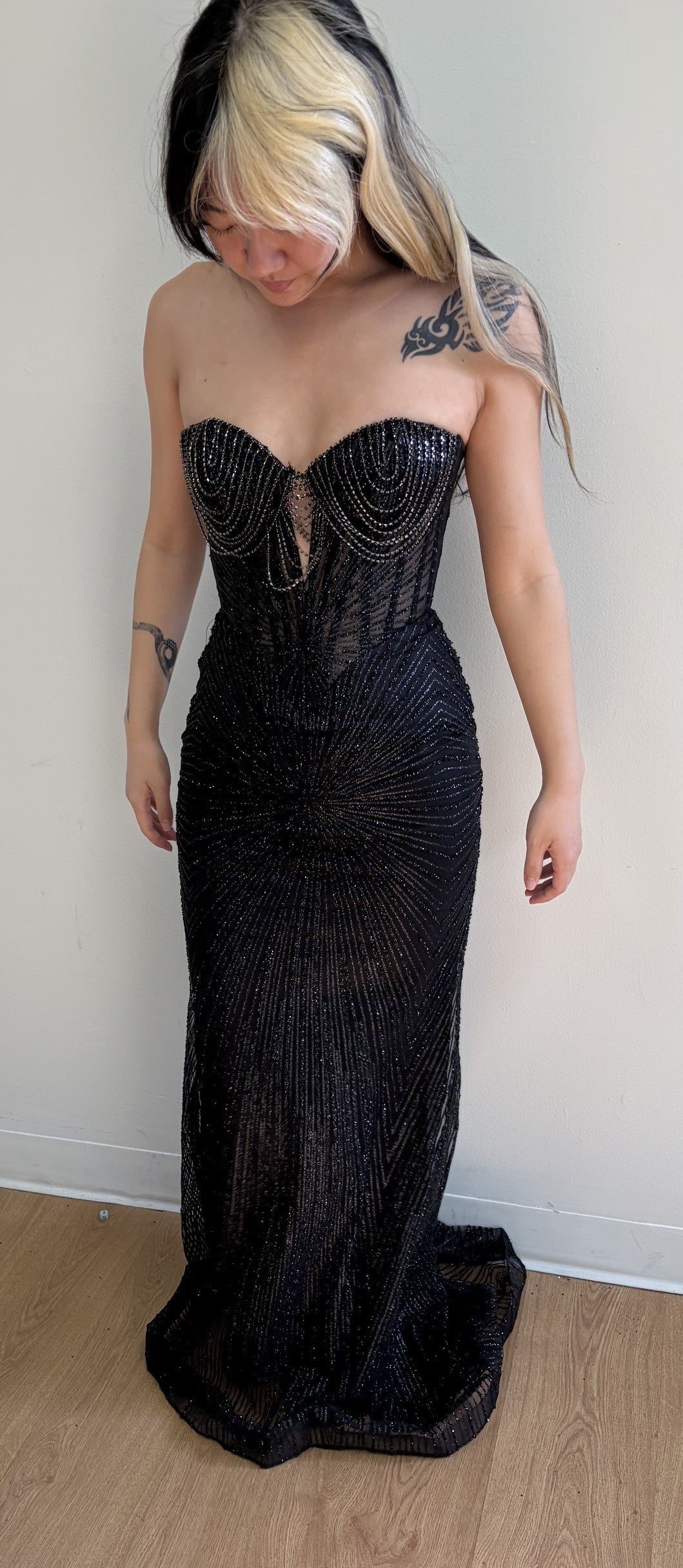 Strapless Corset Sequin Evening Gown | Sparkling Mermaid Prom Dress By May Queen MQ2195