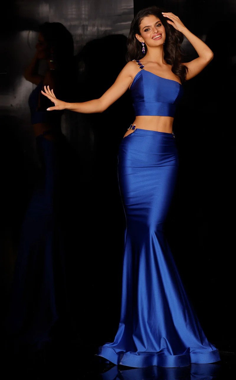 Jessica Angel JA943 One-Shoulder Asymmetric Mermaid Open Back Jersey Dress